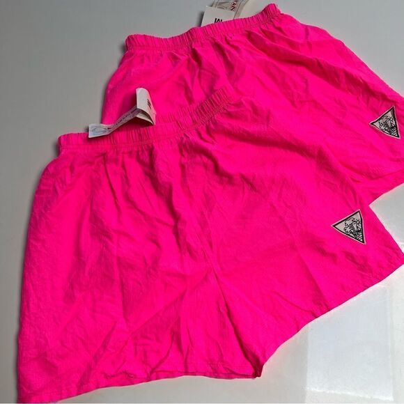 KILLER NWT Vintage Deadstock Neon Pink 80s / 90s Sporty High Waist Beach Shorts - Picture 5 of 9